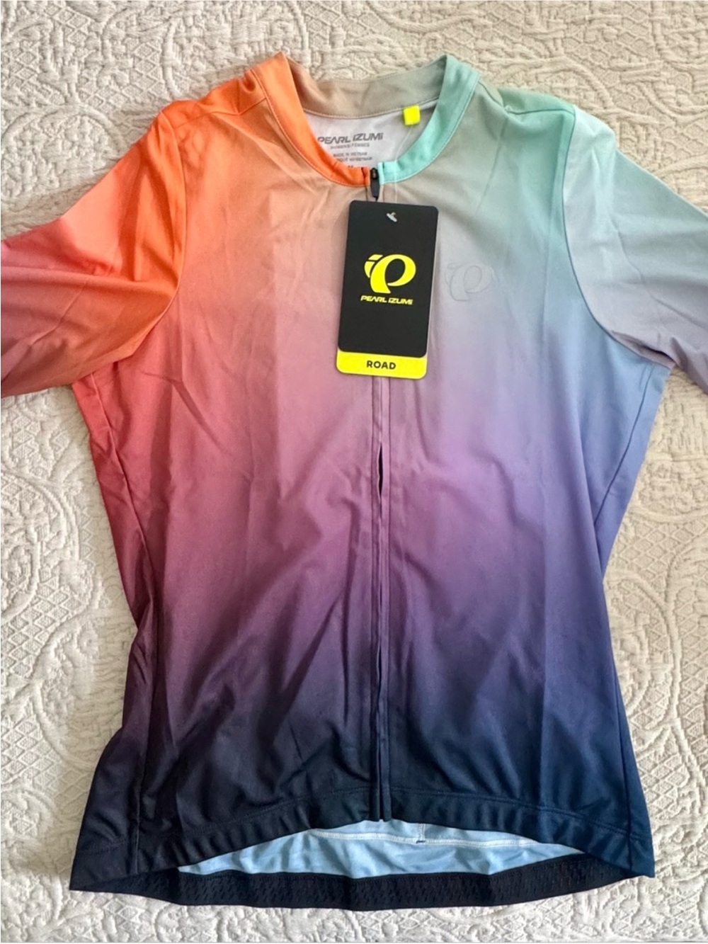Pearl Izumi Women's Gradient Cycling Jersey — Orange, Mint, Purple, Navy